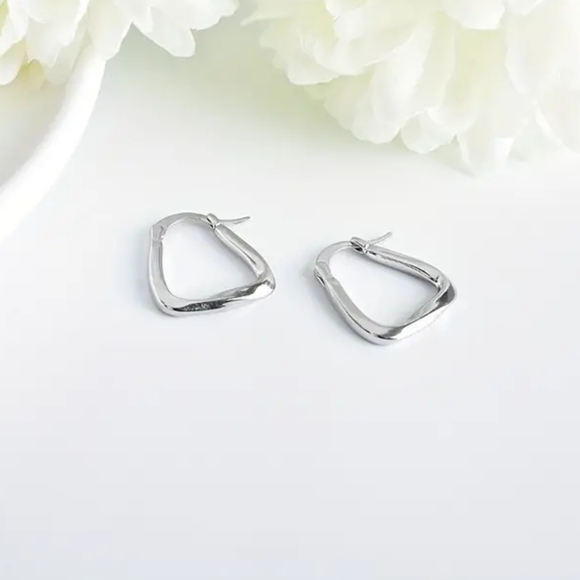S925 Sterling Silver Business Casual Hoop Earrings - Picture 4 of 5